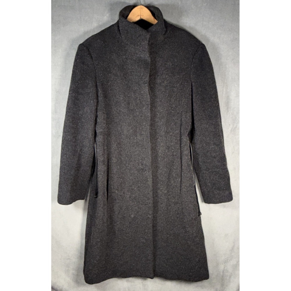 John Caruana Women's Grey 85% Mohair Jacket Sz 10 with Leather Tie Lined Pockets